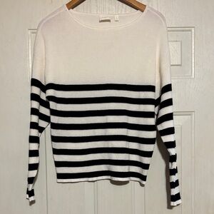 Cyrus Black and White Striped Crew Neck Sweater